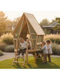 Детский домик EXIT Yuki 350 с горкой и кухней из кипариса